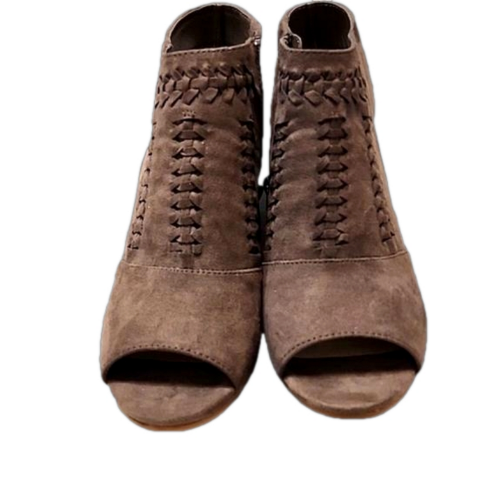 Sonoma vitalize by ortholite brown peep toe sandals size 7 zip up side aussie